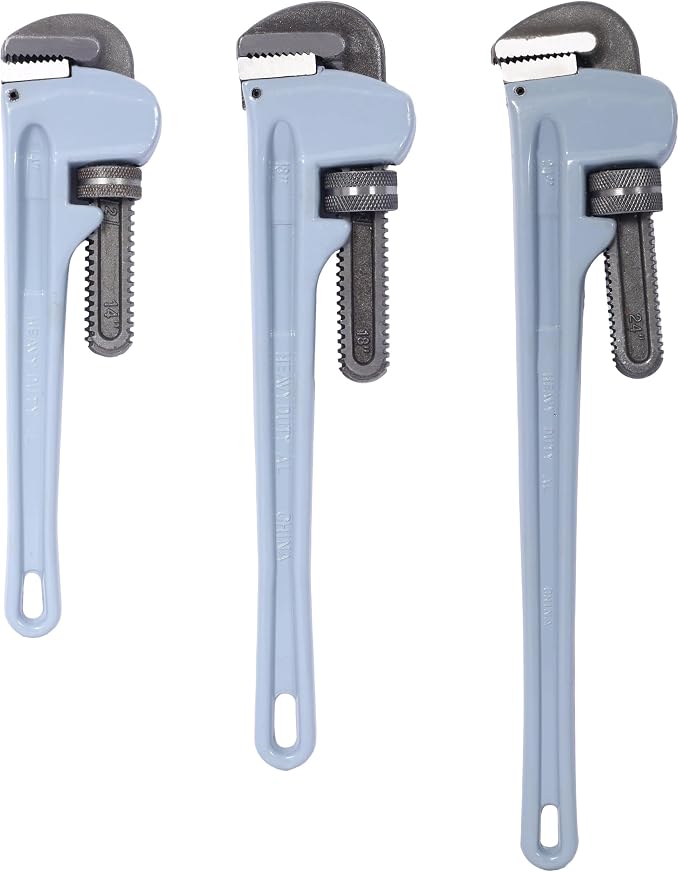 Pipe Wrench Set, Rigid Pipe Wrench Sets Aluminum adjustable | Professional Heavy Duty Hangable Design for Plumbing, Home, Vehicle Repair (14", 18", 24" Pipe Wrenc)