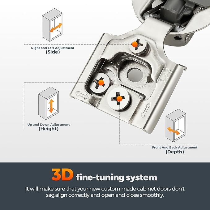 2 Pack (1 Pairs) 1/2" Overlay Soft Close Cabinet Hinges, Satin Nickel Stainless Steel Concealed Hinges with 3D Self-Closing for Face Frame Doors & Kitchens