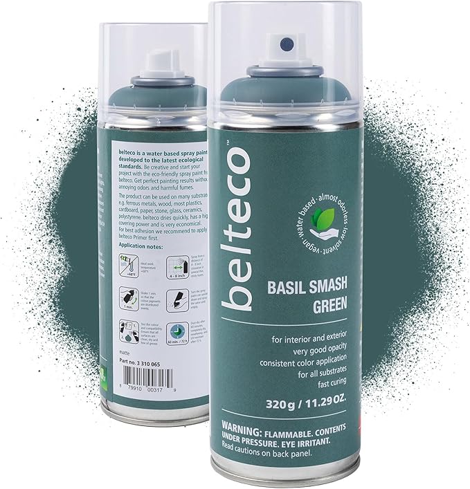 Basil Smash Green Spray Paint | Water based & Odorless | Eco-Friendly & Vegan | Weather & UV-Resistant | For all Substrates | Fast Drying with High Coverage | For Indoor/Outdoor Use