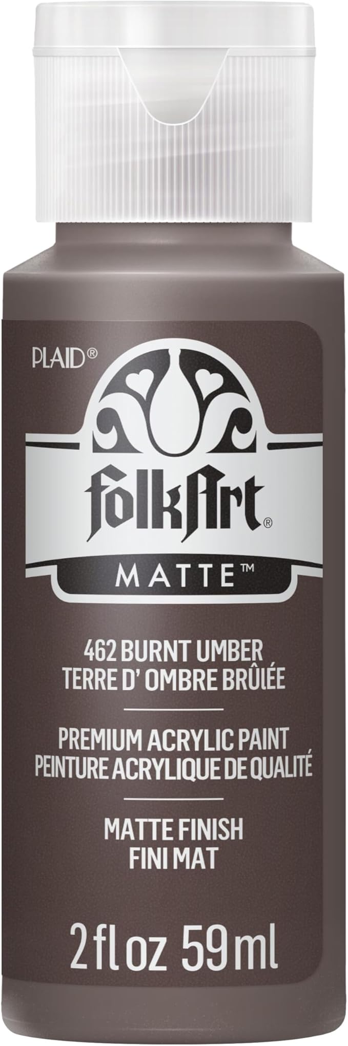 FolkArt Acrylic Paint in Assorted Colors (2 oz), 462, Burnt Umber