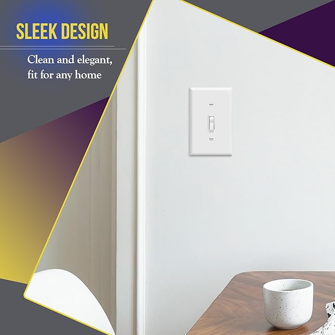 ENERLITES Toggle Light Switch Wall Plate, Gloss Finish, Size 1-Gang 4.50" x 2.76", Unbreakable Polycarbonate Thermoplastic, 8811-W, White