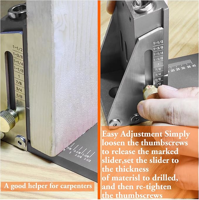 Kosmi pocket hole jig Kit,Professional Woodworking Dowel Jig Kit,Upgraded All-Metal Pocket Screw Jig for Carpentry Joinery Men,Set Jig Wood Woodwork Guides Joint Angle Tool Carpentry Locator