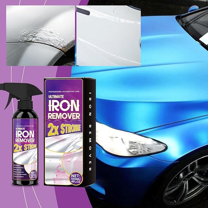 2026 New Iron Remover Car Detailing Iron Contamination Cleaner 120ml Long-Lasting Powerful Rust Stain Remover Multipurpose Cleaner Detailing Solution for Calipers Rv Tires Paint Brakes Boat Wheels