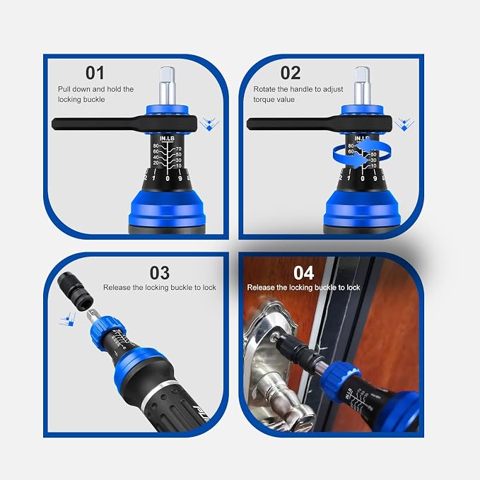 25-Piece Inch Pound Torque Screwdriver Set 1/4 Drive,10-80 In.lb Torque Screwdriver for Gunsmithing,Electronics, Bikes, Motorcycles & DIY Projects