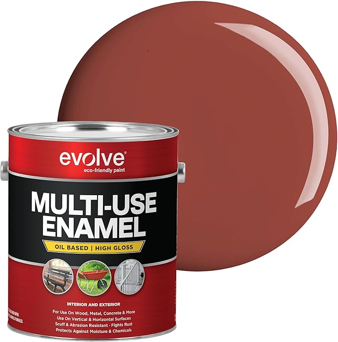 EVOLVE Alkyd Enamel Primer (Red Oxide), 1 Gallon – Interior Exterior Oil-Based Primer for Wood, Metal, Concrete, & Masonry