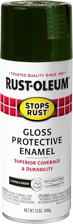 Rust-Oleum 369183 Stops Rust Spray Paint, 12 oz, Gloss Cypress