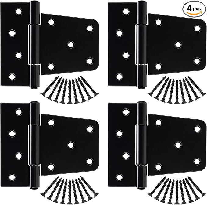 HILLMASTER 3.5 inch Heavy Duty Gate Hinges Fence Door Hinges Durable Gate Strap Hinge for Indoor Outdoor, Gate Hardware Kit for Shed, Wooden Fences, Vinyl Fence Gate, Barn Door, Garage, 4 Pack