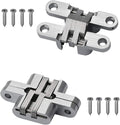 2 Pack 1.77 in Hidden Hinge Invisible Concealed Cross Hinges 180 Degree Folding Door Cross Zinc Alloy Hidden Hinges Swing Invisible Hinge for Cabinet, Cupboard,Wooden Box,with Screws-S5