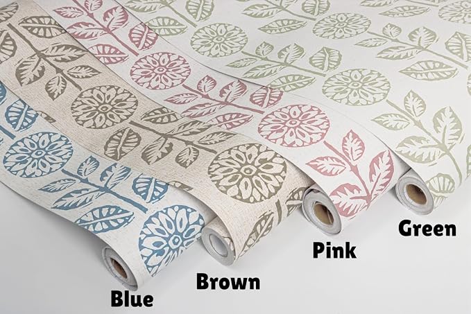 Wudnaye Floral Peel and Stick Wallpaper Vintage Tulip Floral Wallpaper 17.7in×118.1in Flower Farmhouse Contact Paper Peel and Stick Neutral Self Adhesive Removable Vinyl Wall Paper for Kitchen Bedroom