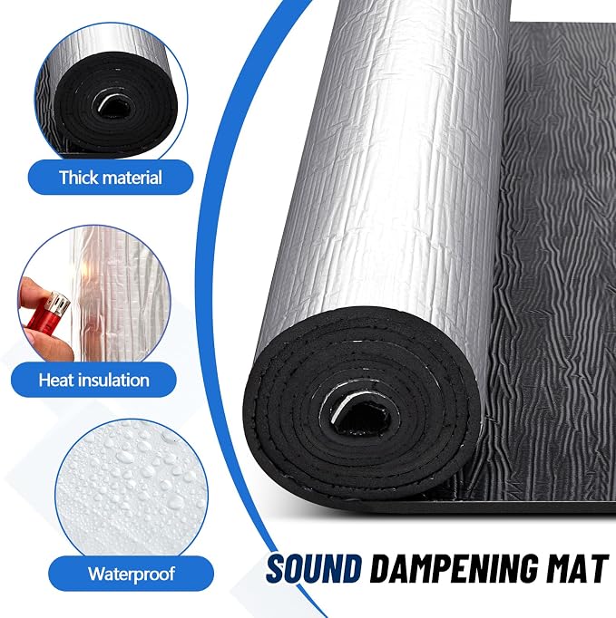 57" x 118" Thermal Sound Deadening (10mm 394mil) Automotive Heat Shield Reflective Insulation Mat Vehicle Car Truck SUV RV Engine Bay: Firewall Noise Reduce Heavy Duty Self-Adhesive DIY