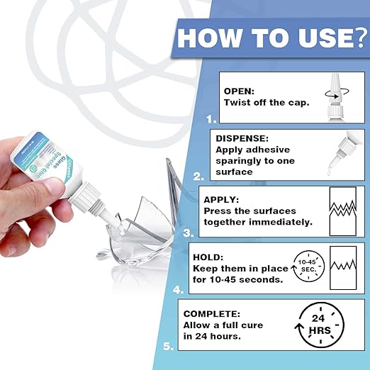 20g Glass Glue, Acrylic Super Glue for Bonding Glass, Instant Strong Glue for Acrylic, Other Materials| Clear Adhesive Glue Repair for Craft, Jewelry, Rhinestone, Crystal, Mirror, Glasses