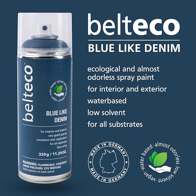 Dark Blue Spray Paint Like Denim | Water-Based & Odorless | Eco-Friendly & Vegan | Weather & UV-Resistant | For All Substrates | Fast-Drying With High Coverage | For Indoor/Outdoor Use