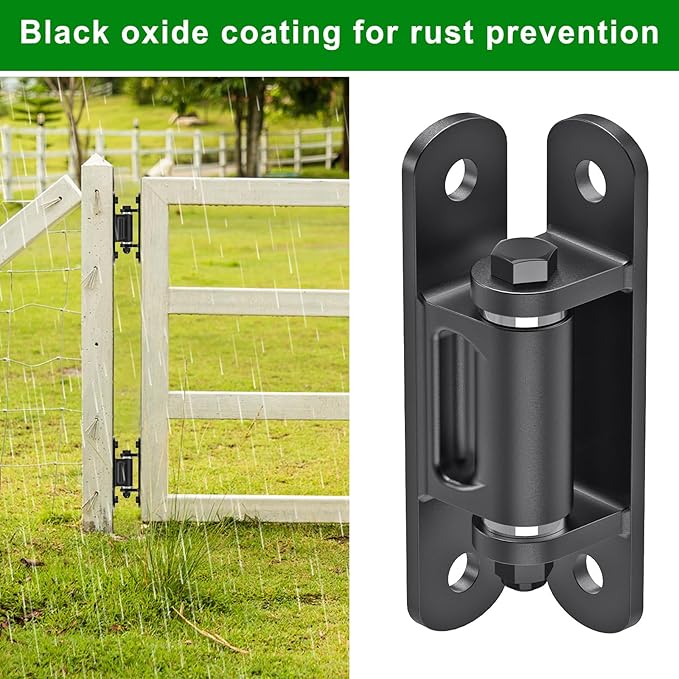 Insaga Heavy Duty Gate Hinge with Bearing, 6.7'' Weld On or Bolt On Hinge, 6mm Thick Carbon Steel 1100lb Capacity 90° /180° Smooth Opening for Metal/Wood Gates (Bolt Hinge Powder coated-90°-2Pack)