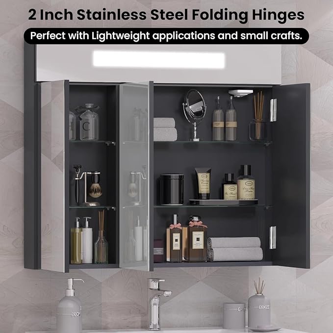 16 Pcs Small Stainless Steel Door Hinges, 2 inch Window Folding Hings, Home Furniture Hardware with 96 Screws (Silver)