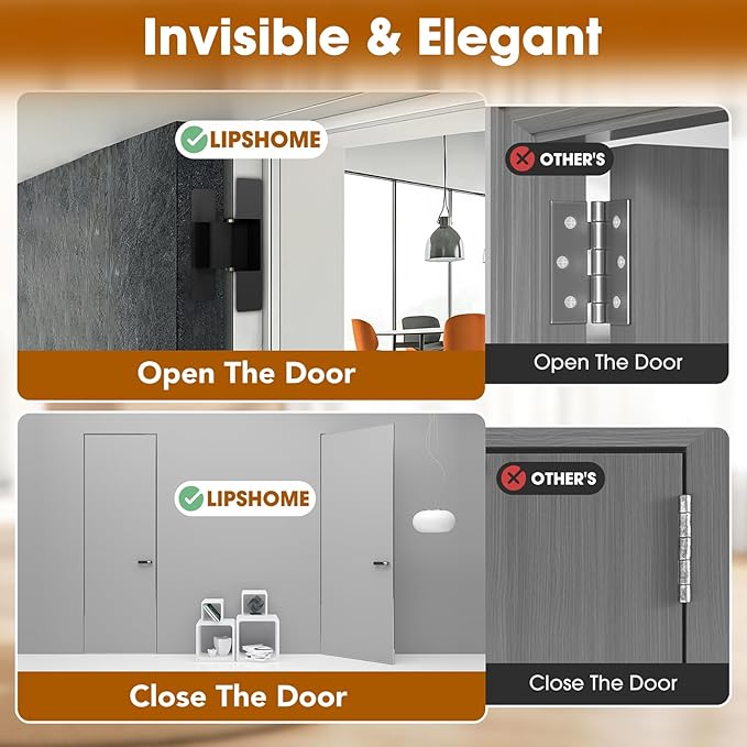 4.5" Hidden Door Hinge/Concealed Hinges,Invisible Hinges,Invisible Door Silent Door Hinge 110 Degree Swing Hinge 2-Way Adjustable Butt Hinge 4.5 x 2 x 1 (2, Black)