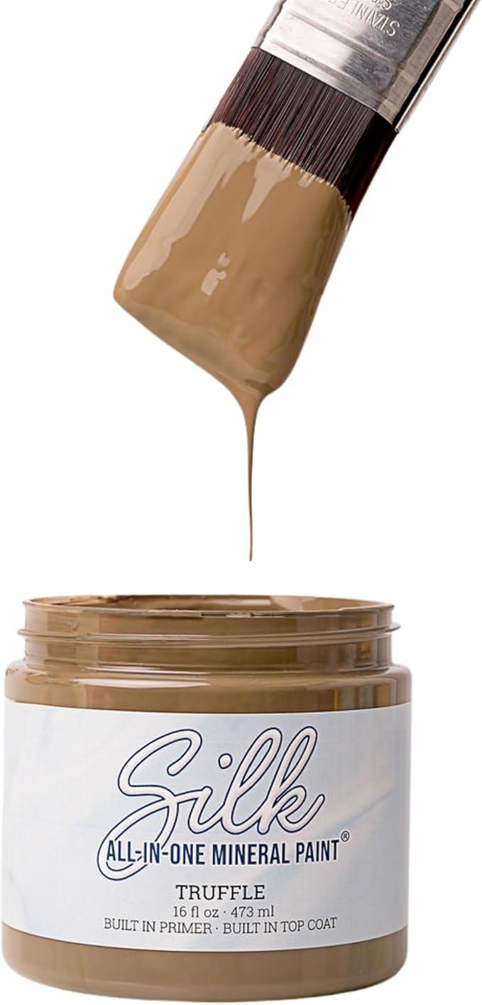 Dixie Belle Silk All-in-One Mineral Paint - Truffle (4oz) - Deep Earthy Brown All-in-One Water Based Primer + Topcoat - Durable Furniture Paint - Low Reflective Finish