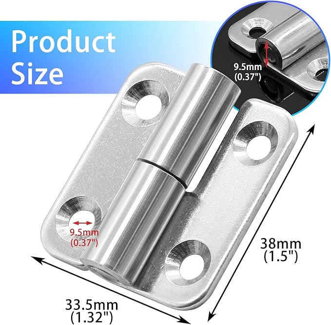 Bonsicoky 2 Pcs Stainless Steel Left Lift-Off Hinges, 1.5 Inch Detachable Slip Joint Small Flag Hinges with Screws