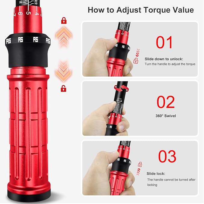 Torque Wrench Set,1/4 3/8 1/2-inch Drive Torque Wrench-20-240 in.lb,5-50 ft.lb,10-170 ft.lb,72-Tooth Dual Range Scales and Dual-Direction Adjustable Torque Wrench for Bike, Moto and Car Maintenance