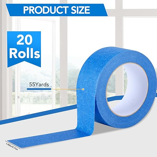 VOISEN 21 Packs Painters Tape, Blue Painters Tape, 2 Inch Wide (1.85 in x 55 Yds), Masking Tape for Multi-Purpose, Masking Tape Bulk,DIY Artist Craft Arts, Decoration, Drafting, No Residue