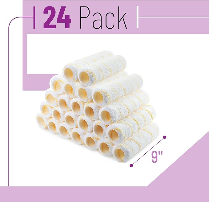 Bates- Paint Roller Covers, 9", Pack of 24, Covers for Paint Rollers 9 Inch, 9 Inch Paint Roller Covers, Paint Roller Cover, Paint Roller Covers 9 Inch, Large Paint Roller Covers
