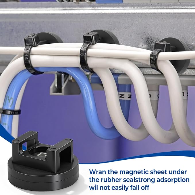 Magnetic Cable Zip Tie Base, Heavy Duty 14lbs Vertical Tension, Multipurpose Wire Clips Management Holder, Supplies for Electrical Cable Wire Organization (31mm, Count, 20)