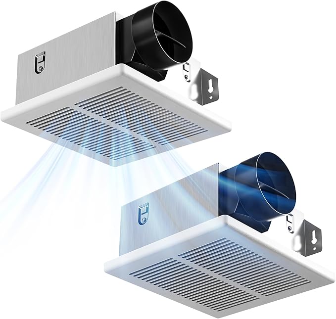 Amico Bathroom Exhaust Fan 2 Pack, 80 CFM, 1.0 Sones, Low Noise, Ceiling Mounted Retrofit Ventilation Fans, No Attic Access Needed- UL Certified