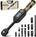 Digital Torque Wrench 3/8 Drive, 3.1-62.7ft-lb ±1% Accuracy Inch Pound Torque Wrench with Buzzer and LED Torque Wrench Set with Bits & Spark Plug Socket for Motorcycle, Car Repair Desert Tan