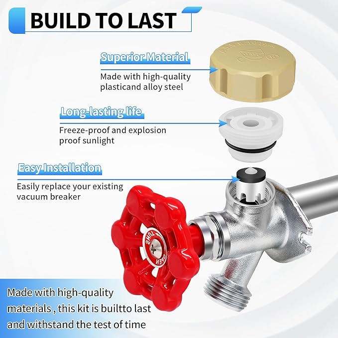 Boltigen Outdoor Faucet Repair Kit, ASSE 1019-A Vacuum Breaker Outside Faucet Repair Kit, Hose Bib Spigot Repair Kit for Anti-Siphon Frost-Free Sillcock Valves, Vacuum Breaker Replacement Kit
