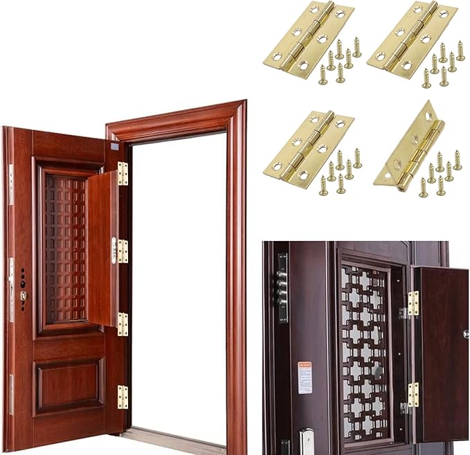4pcs 2 Inch Gold Cabinet Hinges, Lasting Brass Folding Butt Hinges, Surface Polishing Mini Bifold Hinges, Small Hinges for Cabinets, Furniture, Drawer Doors