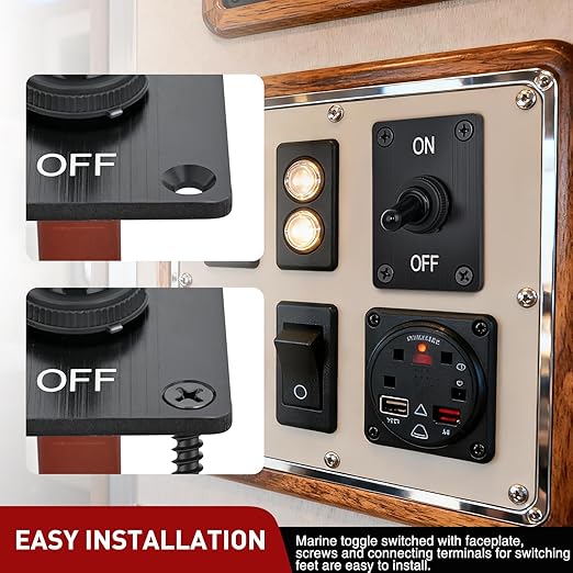 Nilight Heavy Duty Toggle Switch Waterproof 2 Pin 2 Position ON Off SPST 12V DC 30A with Mounting Panel and Weatherproof Cap Cover for Auto Car Marine Boat Automotive