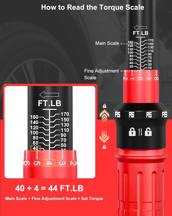 1/2" Drive Click Torque Wrench Set-10-170 Ft-lb, +/-3% Accuracy, 22-Piece | 72-Tooth Dual Direction, Metric 8–24mm Sockets for Automotive Lug Nut, Suspension & Engine Maintenance, ISO 6789 Certified
