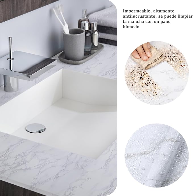 practicalWs Peel and Stick Marble Wallpaper 15.7'' x 472.4'' Marble Contact Paper for Cabinets and Drawers, White Gray Granite Self Adhesive Removable Kitchen Backsplash Vinyl Wall Paper