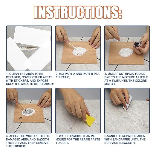 Porcelain Repair Kit, Waterproof Fiberglass Tub Repair Kits, Strong Tile Repair Kit, Non-Toxic Ceramic Tile Repair Kits Suitable for Ceramics, Porcelain, Resin, Granite, Marble, Quartz, Etc
