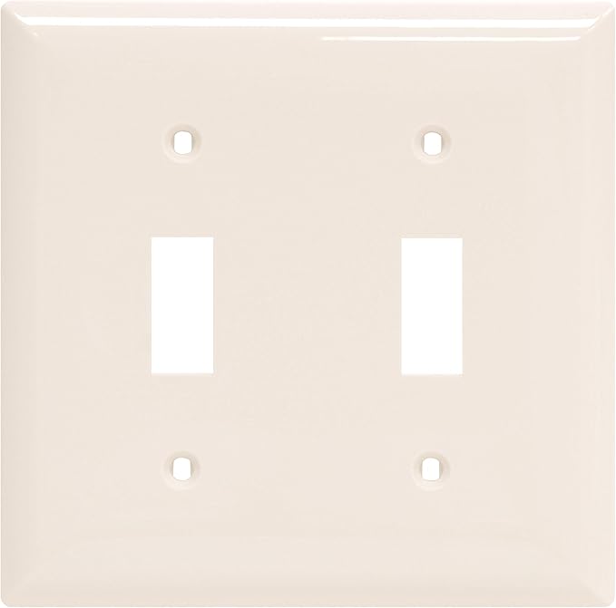 Power Gear, Light Almond, Double Toggle Oversized Wall Plate Cover, 2 Gang, Unbreakable Faceplate, x 4.9” , Screws Included, 44757, 1 Pack