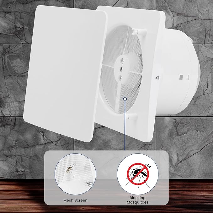 Fanspex 6" Bathroom Exhaust Fan With Front Panel, Bathroom Vent Fan for Window or Wall Mount, 1.0 Sones Quiet with 17W Low Consumption