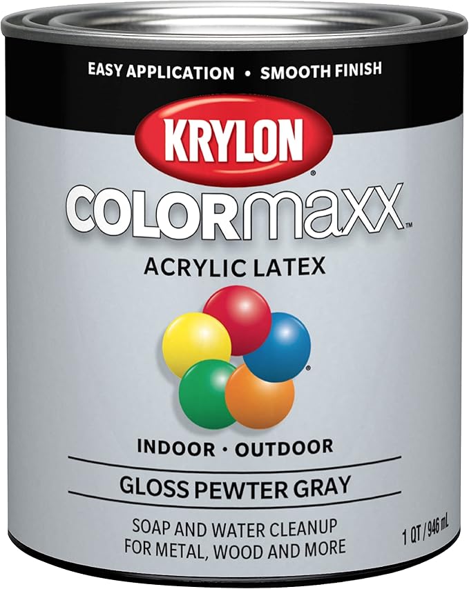 Krylon® COLORmaxx™ Brush-On, Gloss, Pewter Grey, 1 Quart
