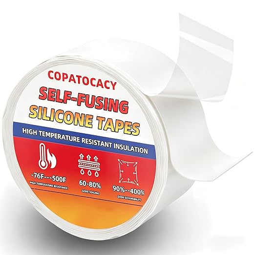 Self Fusing Silicone Tape Waterproof, Rescue Tape, 1" x 33 Feet, Self Amalgamating Tape, Silicone Rubber for Sealing Pipes, Hose Repair, Outdoor Coax and Electrical Cables (White)
