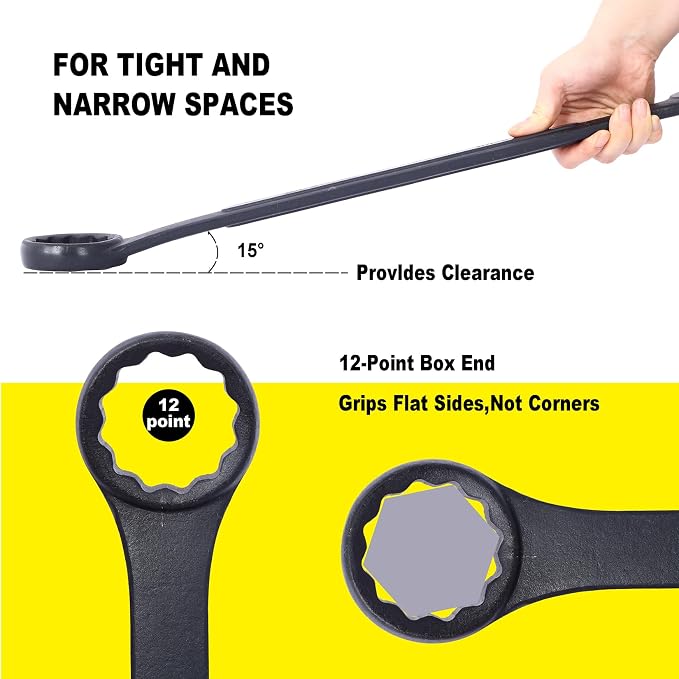 6PC Jumbo Combination Wrench Set, SAE, 1-3/8" to 2", Extra Large Wrenches | 1-3/8", 1-1/2", 1-5/8", 1-3/4", 1-7/8", 2 inch, Extra Large Combination Wrench Sets with Pouch (6PC-SAE)