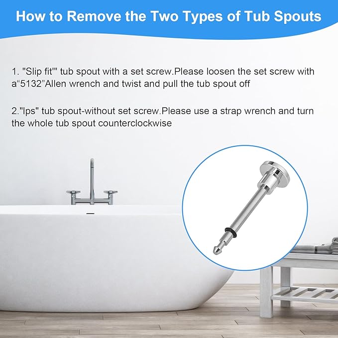 Universal 2 Pcs Tub Spout Diverter Repair Kit, Includes 2 x Diverter Valve Stems, 2 x Gates and 2 x Cup Seals, Bathroom Shower Bathtub Leaky Faucet Repair Replacement Parts (Polished Chrome)