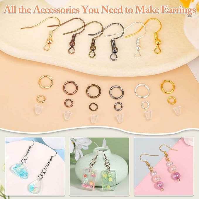 Cridoz 960PCS Earrings Making Supplies Kit with 240PCS Earring Hooks, 420PCS Jump Rings and 300PCS Earring Backs for Earring Making and Repair (Multicolors)