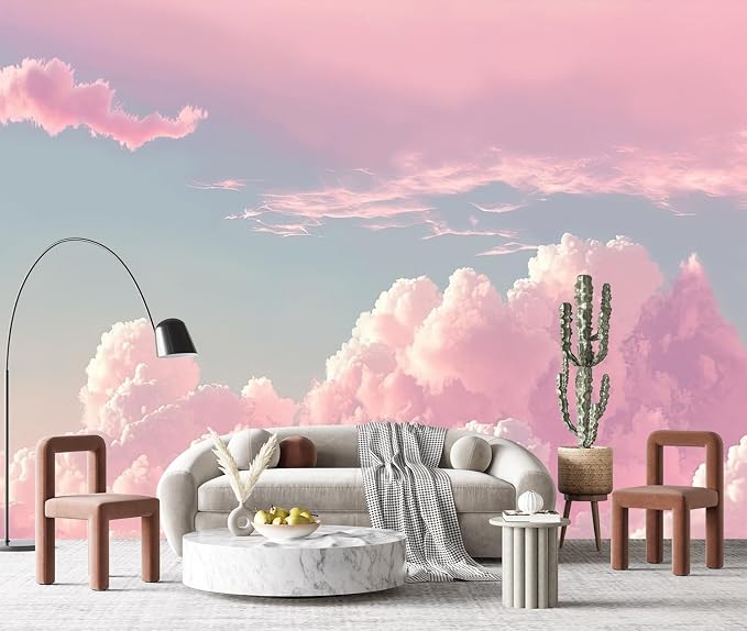 YQWDMX - 3D Pink Cloud Peel and Stick Wallpaper wall Mural Girl Kid's Room ZY08 XL