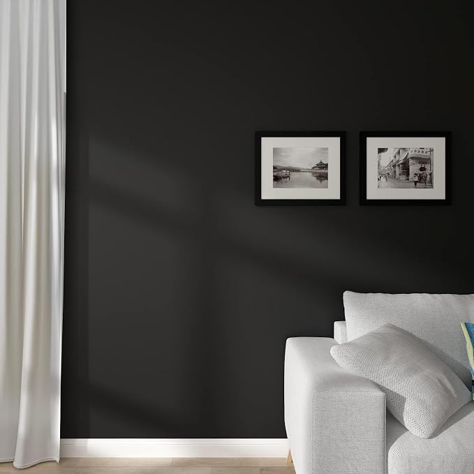 30"x200" Black Peel and Stick Wallpaper Black Contact Paper for Cabinets Decorative Removable Wallpaper for Bedroom Solid Black Wallpaper for Walls Self Adhesive Wallpaper Matte Contact Paper