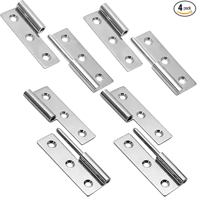 Bonsicoky 4 Pcs Stainless Steel Lift-Off Hinges, 3 Inch Detachable Slip Joint Small Flag Hinges with Screws(2 Left + 2 Right)