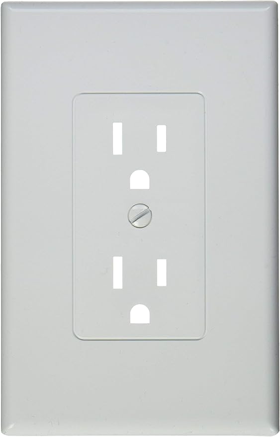 TayMac MW2500W Single-Gang Wallplate Non-Metallic Decorator Cover One Grounded Duplex, White Smooth(Pack of 5)