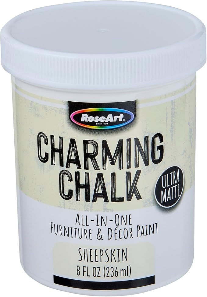 Charming Chalk All-In-One Furniture & Décor Paint - 8oz Sheepskin Cream, Ultra Matte Chalk Finish Paint, Ideal For All Techniques Including Distressing, No Prep Needed, Made In USA