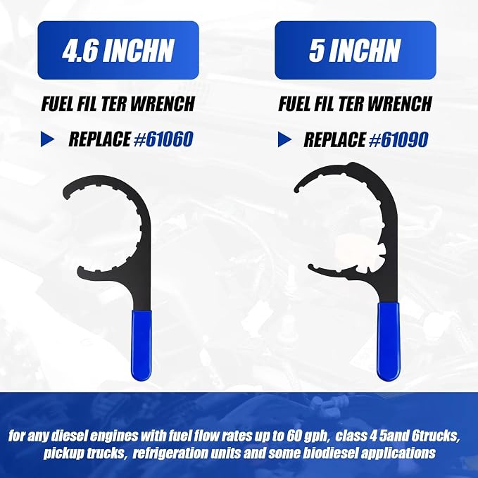 4 Pcs Fuel Filter Wrench 4.6'' & 5'' & 6'' & 8'' Blue | Compatible with Diesel Engines Water Separator, Cap Claw Grip Design, Metal Plastic Build, Easy Removal