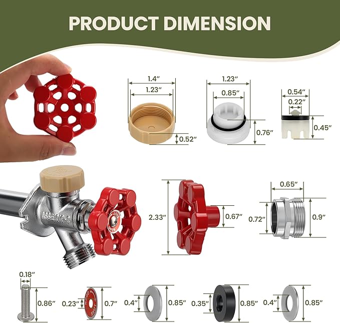 Outdoor Faucet Repair Kit (Vacuum Breaker, Metal Handle) - Wall Hydrant Full Replacement Set for Anti-Siphon Frost-Resistant Sillcock Valves, Hose Faucet Fitting Repair
