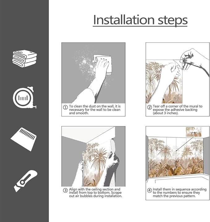 YQWDMX - Vintage Jungle Peel and Stick Wallpaper murals for Bedroom ZY18 L