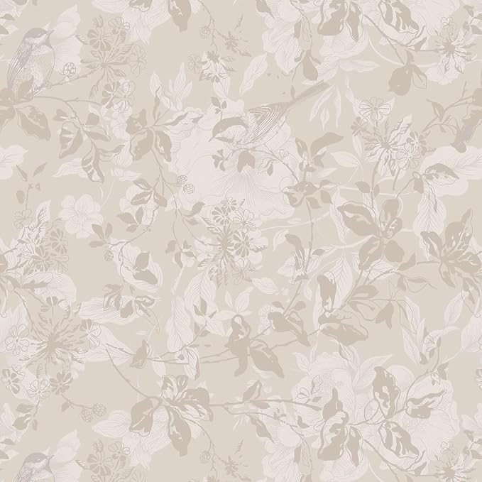 Heroad Beige Brown Wallpaper Floral Wallpaper Peel and Stick Boho Contact Paper Vintage Wall Paper Removable Self-Adhesive for Bedroom Cabinets Decoration Thicken Vinyl 17.3" x 78.7"
