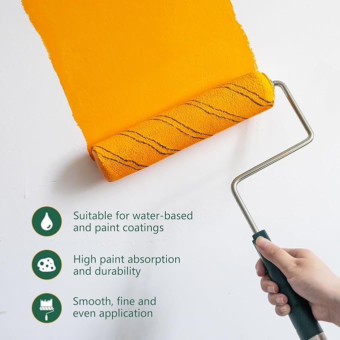 Paint Roller, Microfiber Paint Roller Covers 9 Inch (3/8” Nap), 12 Pack, Large Paint Rollers for Painting Walls, Covers for Paint Roller Kit